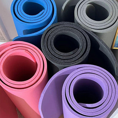 Large 200cm Custom Logo Print Soft Foam NBR PU Leather Natural Rubber Matt Yoga Mat with Carrying Strap